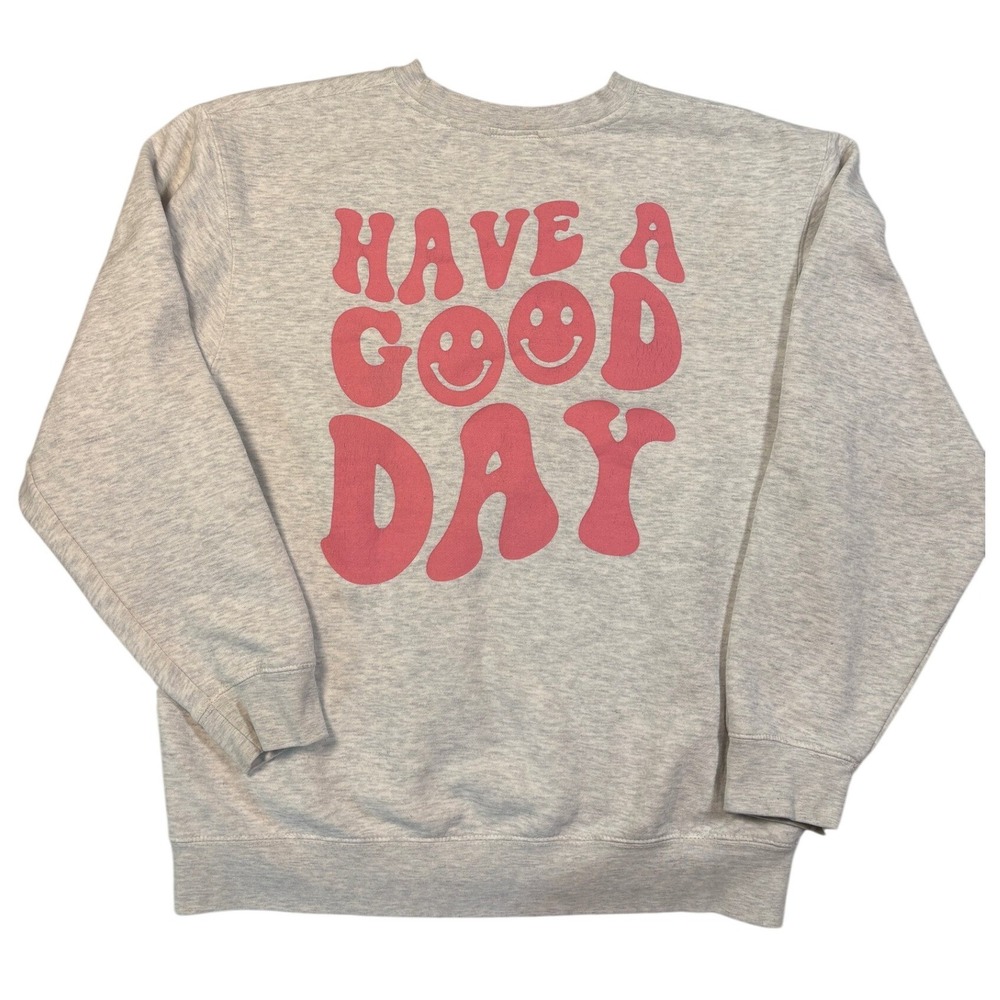 Jacks Surfboards Have A Good Day Smiley Face Graphic Sweatshirt Heather Gray